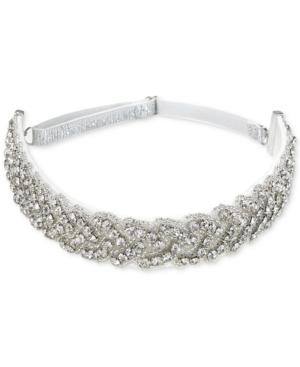 Jewel Badgley Mischka Silver-tone Crystal Strap Headband