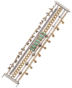 Lucky Brand Two-tone Pave, Stone & Bead Multi-row Flex Bracelet