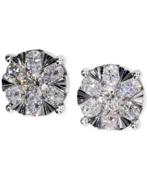 Effy Diamond Cluster Stud Earrings In 14k White Gold (1-1/10 Ct. T.w.)