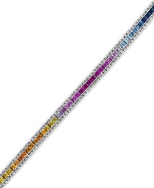 Watercolors By Effy Multi-sapphire (8-1/4 Ct. T.w.) And Diamond (9/10 Ct. T.w.) Tennis Bracelet In 14k White Gold, Created For Macy's