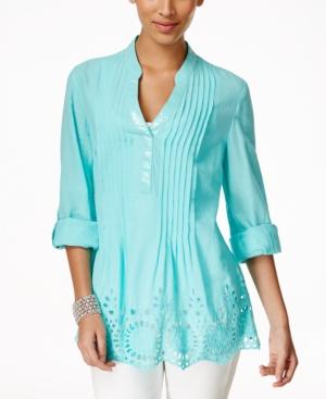 Style & Co. Sequined Eyelet-hem Top, Only At Macy's