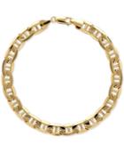 Men's Beveled Marine Link Bracelet In 10k Gold