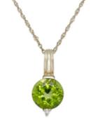 Peridot (2-1/4 Ct. T.w.) And Diamond Accent Oval Pendant Necklace In 14k Gold