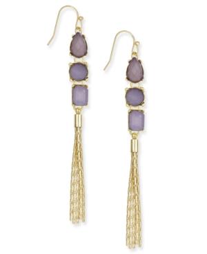Inc International Concepts Gold-tone Gray Stone Tassel Drop Earrings, Only At Macy's