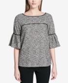 Calvin Klein Tweed Elbow-sleeve Blouse