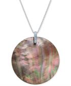Tahitian Mother-of-pearl & Diamond Accent 18 Pendant Necklace In Sterling Silver