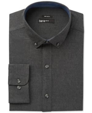 Bar Iii Men's Wear Me Out Slim-fit Charcoal Flannel Dress Shirt, Only At Macy's