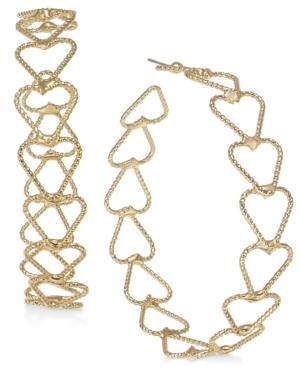 Thalia Sodi Gold-tone Twist Open Heart Hoop Earrings, Created For Macy's