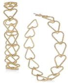 Thalia Sodi Gold-tone Twist Open Heart Hoop Earrings, Created For Macy's