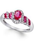 Ruby (7/8 Ct. T.w.) And Diamond (1/6 Ct. T.w.) Twist Ring In Sterling Silver