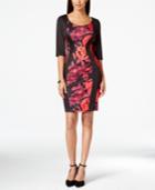 Sangria Floral-print Bodycon Dress