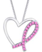 Pink Sapphire Breast Cancer Awareness Pendant Necklace (3/8 Ct. T.w.) In Sterling Silver