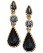 Givenchy Gold-tone Blue Stone And Crystal Teardrop Earrings