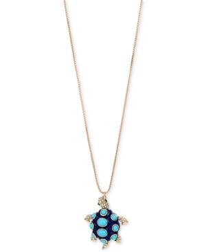 Betsey Johnson Gold-tone Pave And Enamel See Turtle Long Length Necklace
