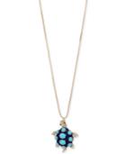 Betsey Johnson Gold-tone Pave And Enamel See Turtle Long Length Necklace