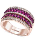 Rosa By Effy Ruby (3/4 Ct. T.w.) And Diamond (3/8 Ct. T.w.) Multi-row Ring In 14k Rose Gold