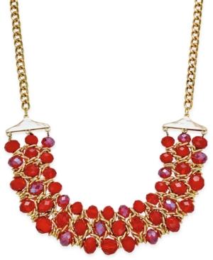Style & Co. Gold-tone Red Beaded Collar Necklace, Only At Macy's