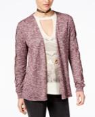 Belle Du Jour Juniors' Lace-up Cardigan & Graphic T-shirt Set With Necklace