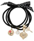 Betsey Johnson Gold-tone Black Stretch Charm Bracelets