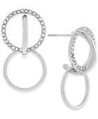Bcbgeneration Silver-tone Intertwined Pave Circle Drop Earrings
