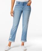 Style & Co. Petite Embroidered Keyes Wash Boyfriend Jeans, Only At Macy's