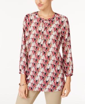 Jm Collection Printed Pleated-back Blouse, Created For Macy's