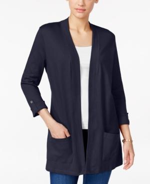 Karen Scott Petite Three-quarter-sleeve Cardigan, Created For Macy's