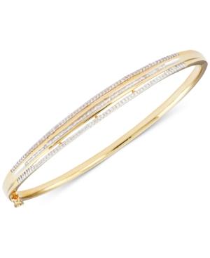 Diamond Three-row Bangle Bracelet (1/2 Ct. T.w.) In 14k Yellow Gold Over Sterling Silver
