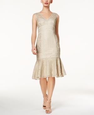 Adrianna Papell Metallic Lace Dress