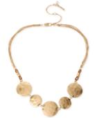 Kenneth Cole New York Gold-tone Hammered Disc Frontal Necklace