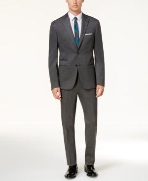 Calvin Klein Men's Slim-fit Gray Heathered Knit Suit
