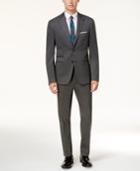 Calvin Klein Men's Slim-fit Gray Heathered Knit Suit