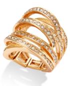 Inc International Concepts Gold-tone Crystal Crisscross Adjustable Ring