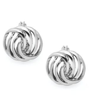 Charter Club Silver-tone Openwork Button Earrings