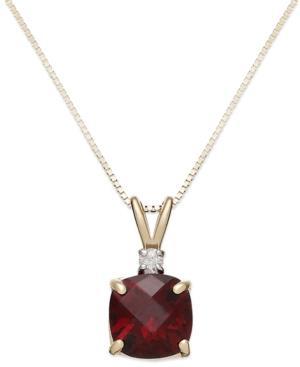 14k Gold Garnet (1-7/8 Ct. T.w.) And Diamond Accent Pendant Necklace