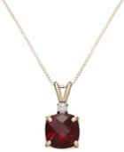 14k Gold Garnet (1-7/8 Ct. T.w.) And Diamond Accent Pendant Necklace