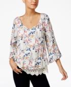 Style & Co Floral-print Peasant Top, Only At Macy's
