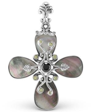 Carolyn Pollack Mother Of Pearl Gemstone Pendant Enhancer In Sterling Silver