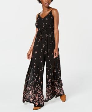 American Rag Juniors' Printed Slit-leg Jumpsuit, Created For Macy's
