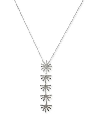 I.n.c. International Concepts Silver-tone Ombre Crystal Burst Lariat Necklace, 28 + 3 Extender, Created For Macy's