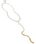 Betsey Johnson Gold-tone Large Crystal And Pave Tassel Lariat Necklace