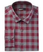 Bar Iii Men's Slim-fit Wine Oversize Gingham Dress Shirt, Only At Macy's
