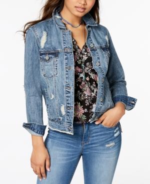 American Rag Juniors' Cotton Ripped Denim Jacket, Created For Macy's