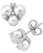 Majorica Silver-plated Imitation Pearl & Cubic Zirconia Stud Earrings