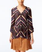 Ny Collection Petite Printed V-neck Blouse