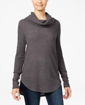 Ultra Flirt Juniors' Cowl-neck Waffle-knit Tunic