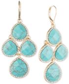 Anne Klein Gold-tone Pave Colbalt Blue Crystal Chandelier Earrings