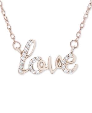 Wrapped Diamond Scripted Love 17 Pendant Necklace (1/10 Ct. T.w.) In 14k Gold, Created For Macy's