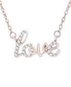 Wrapped Diamond Scripted Love 17 Pendant Necklace (1/10 Ct. T.w.) In 14k Gold, Created For Macy's
