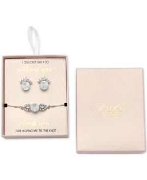 Jewel Badgley Mischka Crystal Stud Earrings & Slider Bracelet